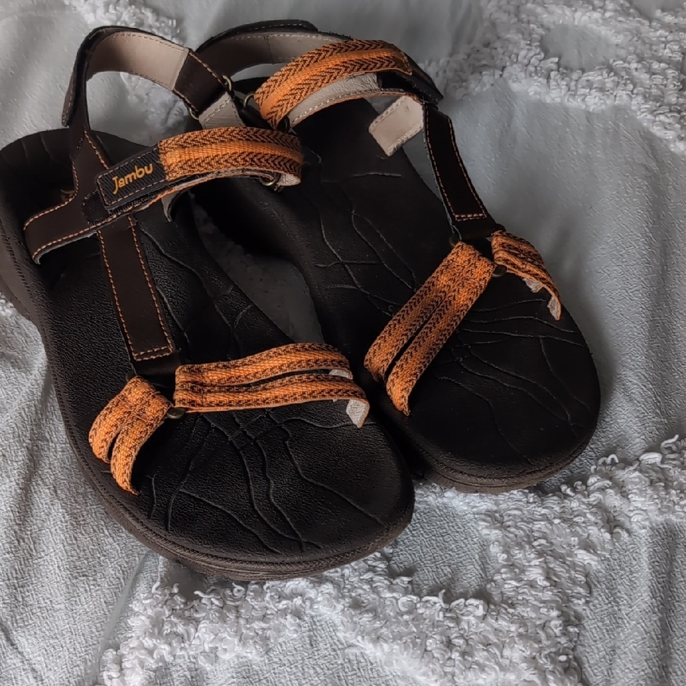 Jambu Brown and Orange Sandals